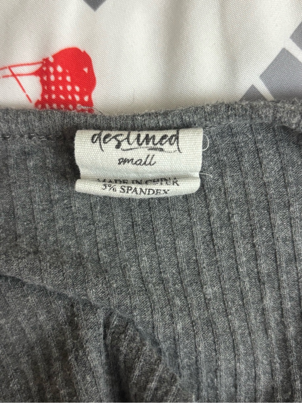 Square Neck Ribbed Crop Tank Top - Gray - Picture 3 of 5